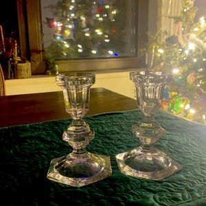 Two crystal clear candle’s holders